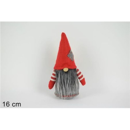 INGROSSO GNOMO DI NATALE GRIGIO CAPPELLO ROSSO