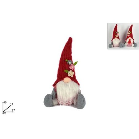 INGROSSO GNOMO SEDUTO 40CM 2 ASS. ROSSO DUE-2020035AB