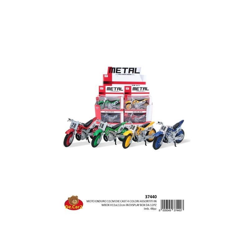 MOTO ENDURO DIE CAST H11XL12CM ASS EAN 8009549374407 INGROSSO MODELLINI AUTO