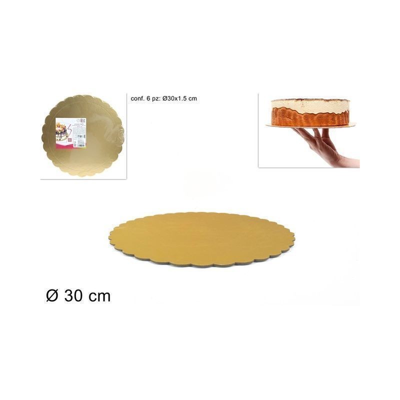 VASSOIO DOLCI TONDO CARTONE 30CM ORO EAN 8034048008195 INGROSSO VASSOI E DISCHI