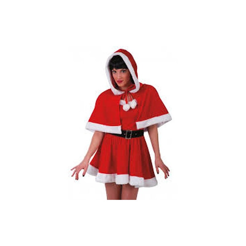 MANTELLINA NATALE DONNA VELLUTO C/BORDO IN PELUCHE L.CM. 40 CA. IN BUSTA EAN  INGROSSO COSTUME BABBO NATALE ADULTI