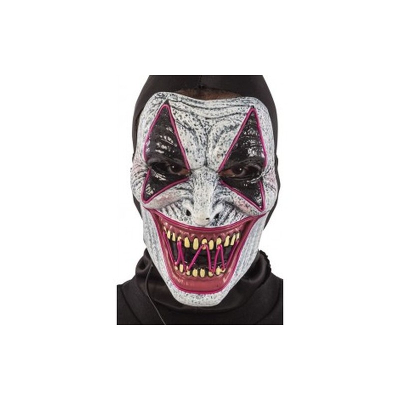 MASCHERA CLOWN HORROR IN PLASTICA C/DECO RAZIONI LUMINOSE (BATT.ESCL.) IN EAN  INGROSSO MASCHERE DI HALLOWEEN