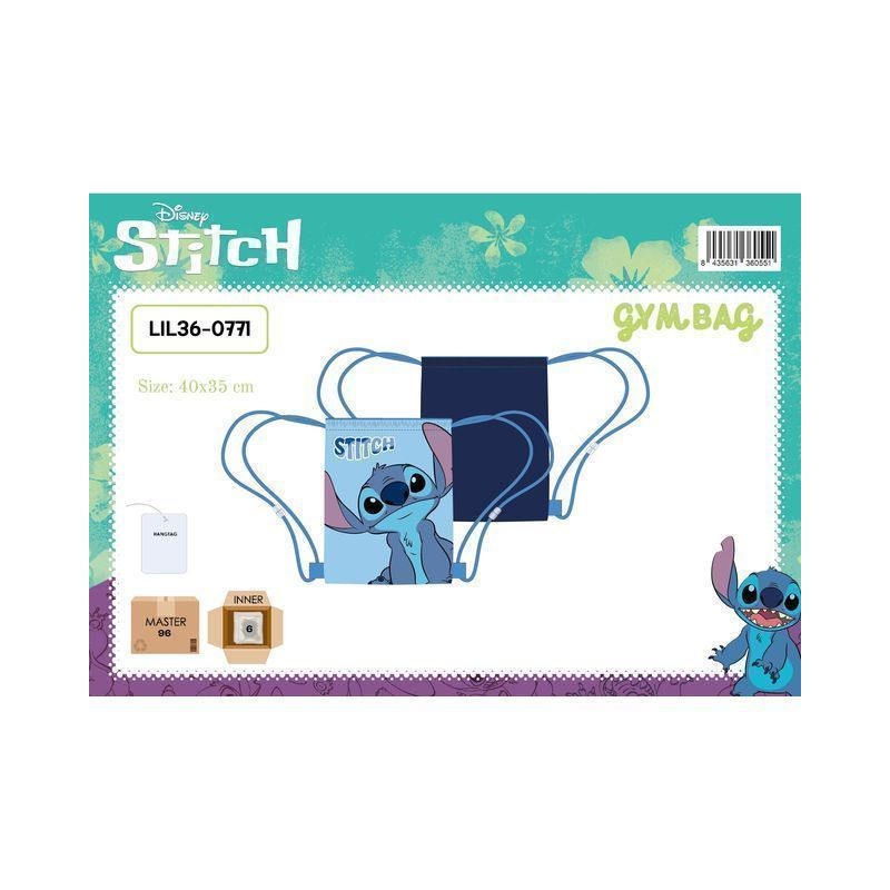 BORSA DA PALESTRA CM.40X35 STITCH EAN 8435631360551 INGROSSO BORSETTE E TRACOLLE PER BAMBINE