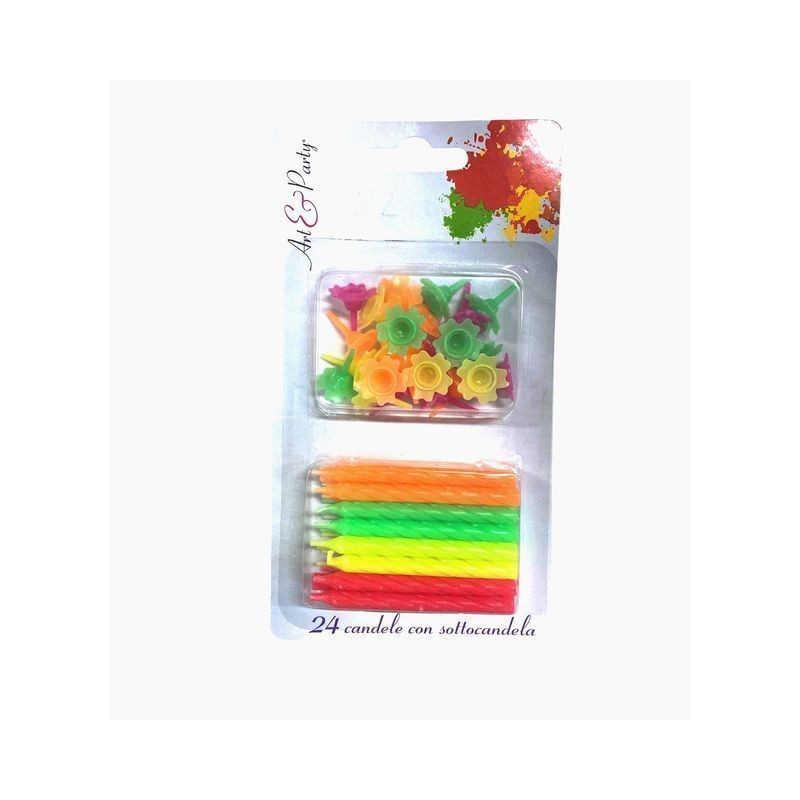 SET 24 CANDELE CON SOTTOCANDELA EAN 8032732127535 INGROSSO CANDELE COMPLEANNO