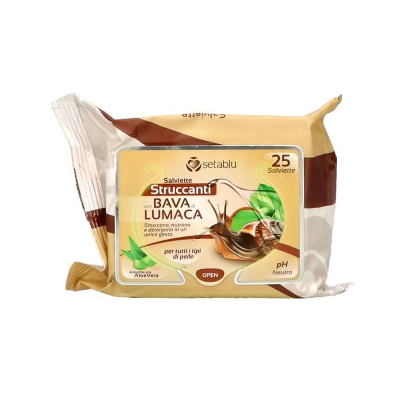 SALVIETTE STRUCCANTI BAVA LUMACA 25PZ EAN 8059174590529 INGROSSO SALVIETTE