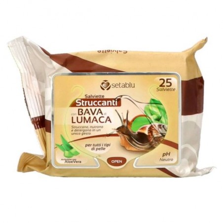 SALVIETTE STRUCCANTI BAVA LUMACA 25PZ EAN 8059174590529 INGROSSO SALVIETTE
