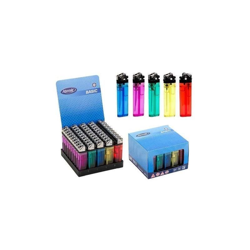ATOMIC ACCENDINO PIETR. TRASP COLOR 50PZ EAN 80005537 INGROSSO ACCENDINI