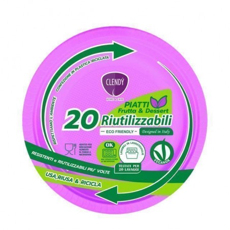 PIATTI DESSET RIUTILIZZ. 20PZ FUCSIA FESTA E PARTY EAN 8033532108328 INGROSSO PIATTI PER PARTY