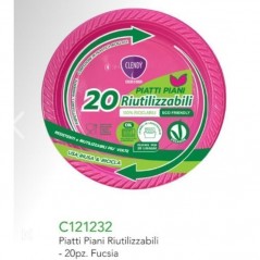 PIATTI PIANI RIUTILIZZ. 20PZ FUCSIA FESTA E PARTY EAN 8033532108267 INGROSSO PIATTI PER PARTY