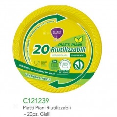 PIATTI PIANI RIUTILIZZ. 20PZ GIALLO FESTA E PARTY EAN 8033532108205 INGROSSO PIATTI PER PARTY