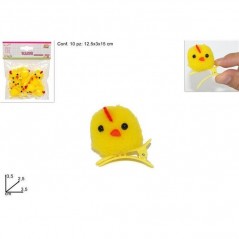 PINZETTA C/PULCINO SET 10PZ. ARTICOLI DI PASQUA EAN 8033113621512 INGROSSO DECORAZIONI PER PASQUA
