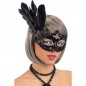 MASCHERA NERA IN PLASTICA CON PAILLETTES EAN 8004761012816 INGROSSO MASCHERE DI CARNEVALE