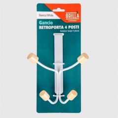 GANCIO RETROPORTA 4 POSTI BIANCO METALLO CASALINGHI EAN 8000061077432 INGROSSO VITI E CHIODI