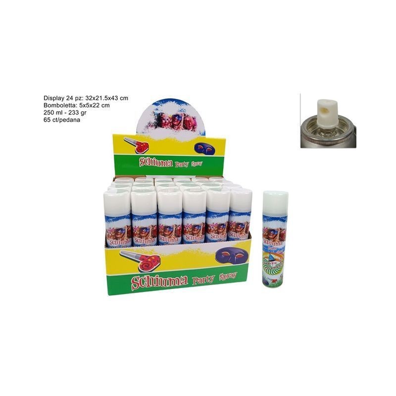 BOMBOLETTA SCHIUMA 250ML C.24.099 EAN 8033113448980 INGROSSO BOMBOLETTE SPRAY CARNEVALE