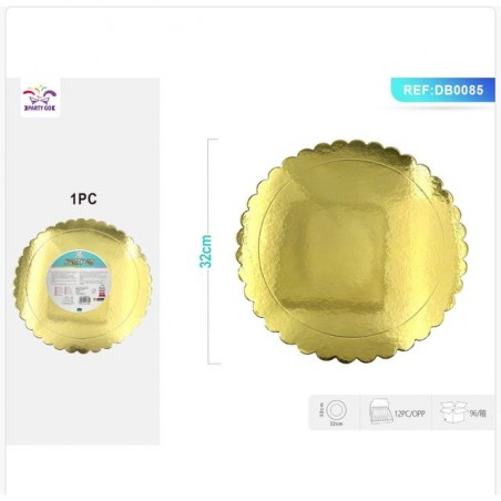 BASE TORTA CARTA DORATA R.DA 2MM 32CM FESTA E PARTY EAN 8058617570852 INGROSSO VASSOI E DISCHI