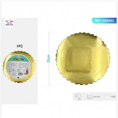 BASE TORTA TONDA CARTA B.DO ORO 2MM 25CM FESTA E PARTY EAN 8058617570821 INGROSSO VASSOI E DISCHI