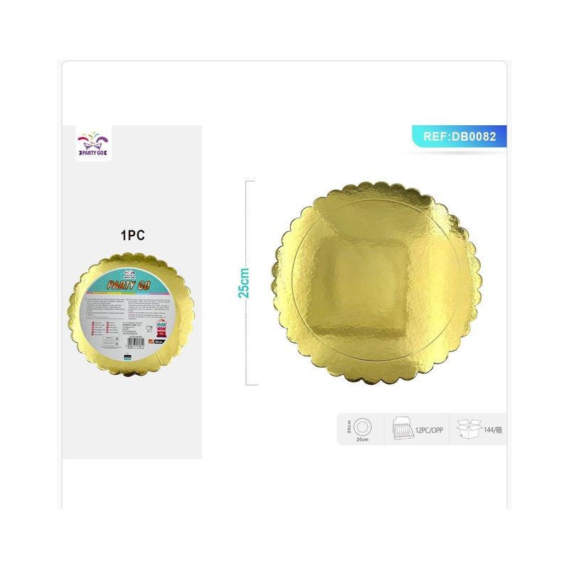 SOTTOTORTA DORATO D.25 EAN 8058617570821 INGROSSO VASSOI E DISCHI