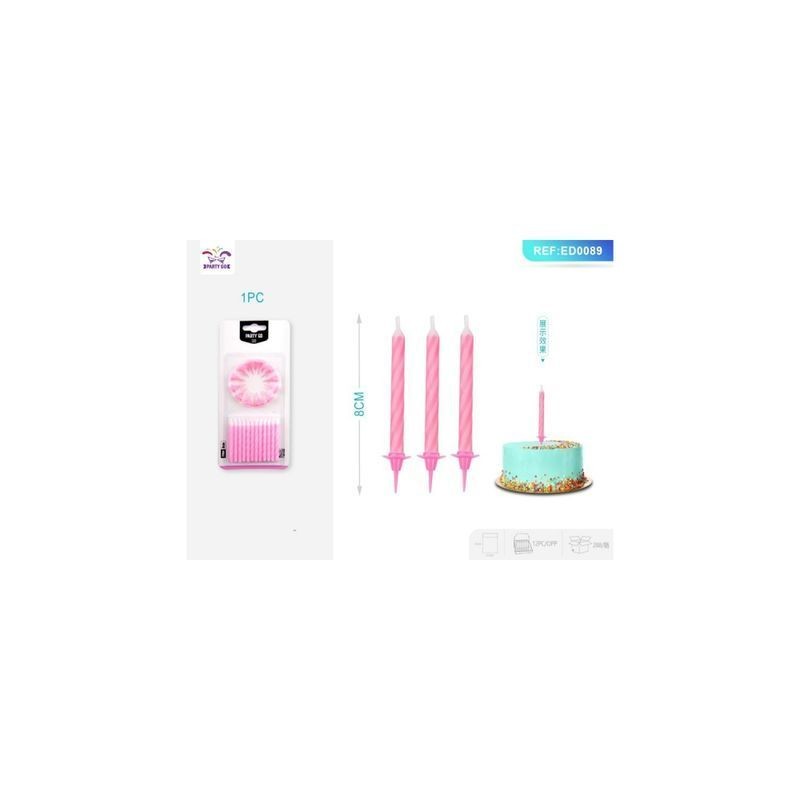 CANDELA SPIRALE ROSA 8CM EAN 8058617581896 INGROSSO CANDELE COMPLEANNO