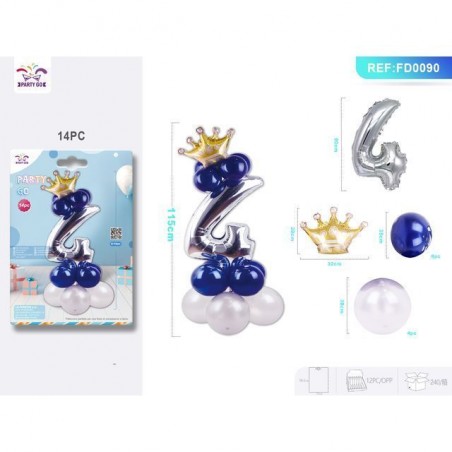 SET PALLONCINI ARGENTO 4 14PC FESTA E PARTY EAN 8058617685907 INGROSSO PALLONCINI COMPLEANNO