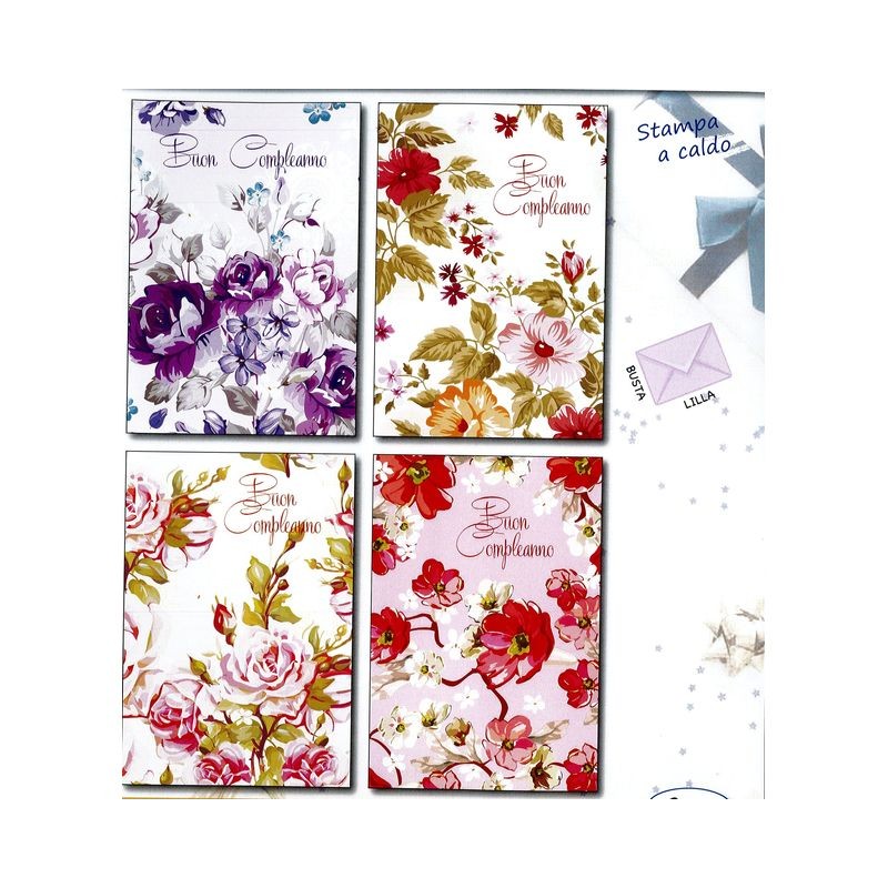 BIGLIETTI B/C FIORI ACQUARELLO EAN 8056860792915 INGROSSO BIGLIETTI COMPLEANNO