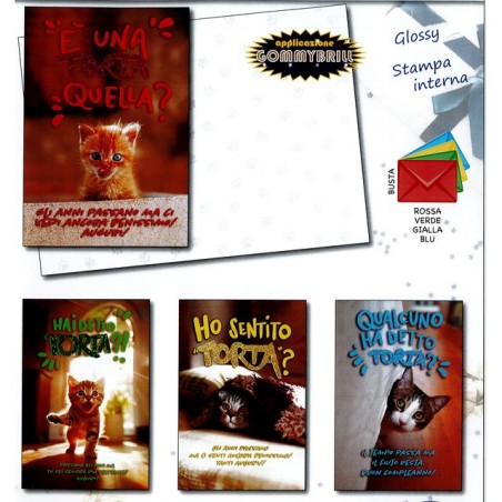 BIGLIETTO B/C GATTI GOLOSI - GOMMYBRILL EAN 8056860798696 INGROSSO BIGLIETTI COMPLEANNO