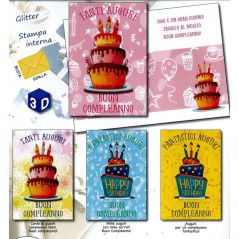 BIGLIETTO B/C HAPPY CAKE 3D CARTOLERIA EAN 8056860791109 INGROSSO BIGLIETTI COMPLEANNO