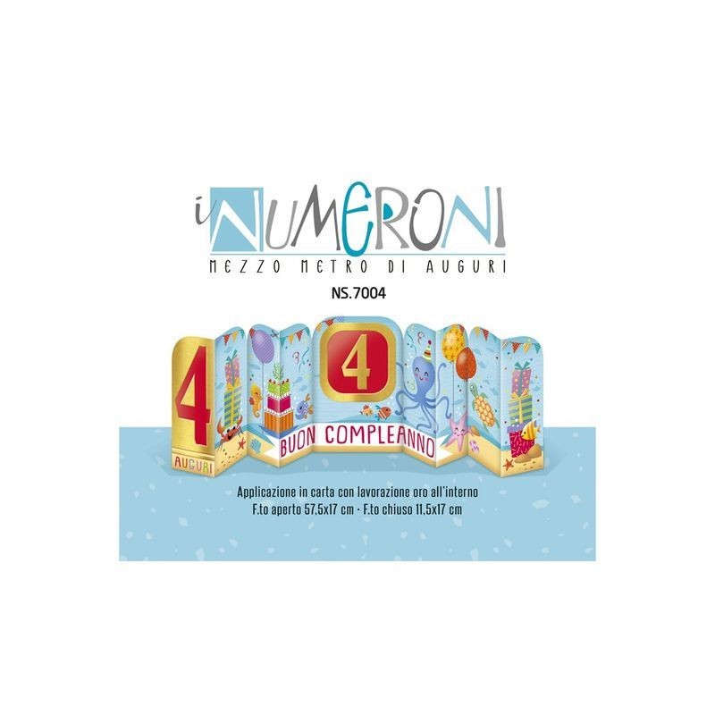 BIGLIETTO NUMERONI 4 EAN 8001608370047 INGROSSO BIGLIETTI COMPLEANNO