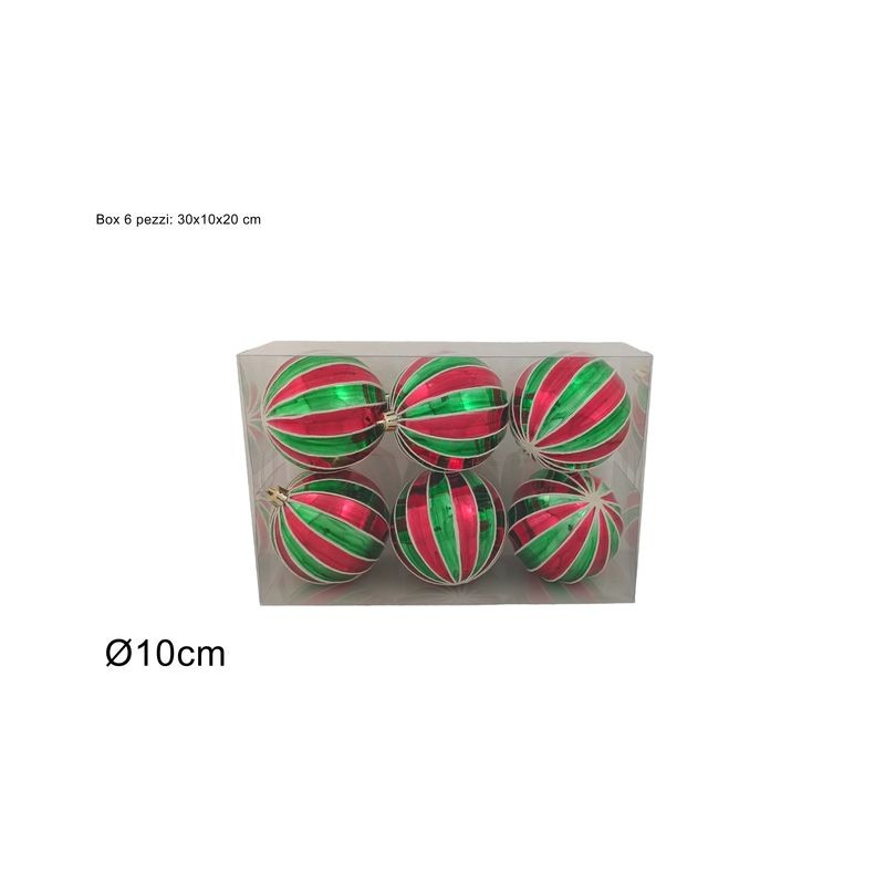 PALLE 8CM 8PZ BICOLORE ROSSO VERDE EAN 8053482293578 INGROSSO PALLINE DI NATALE E PUNTALI