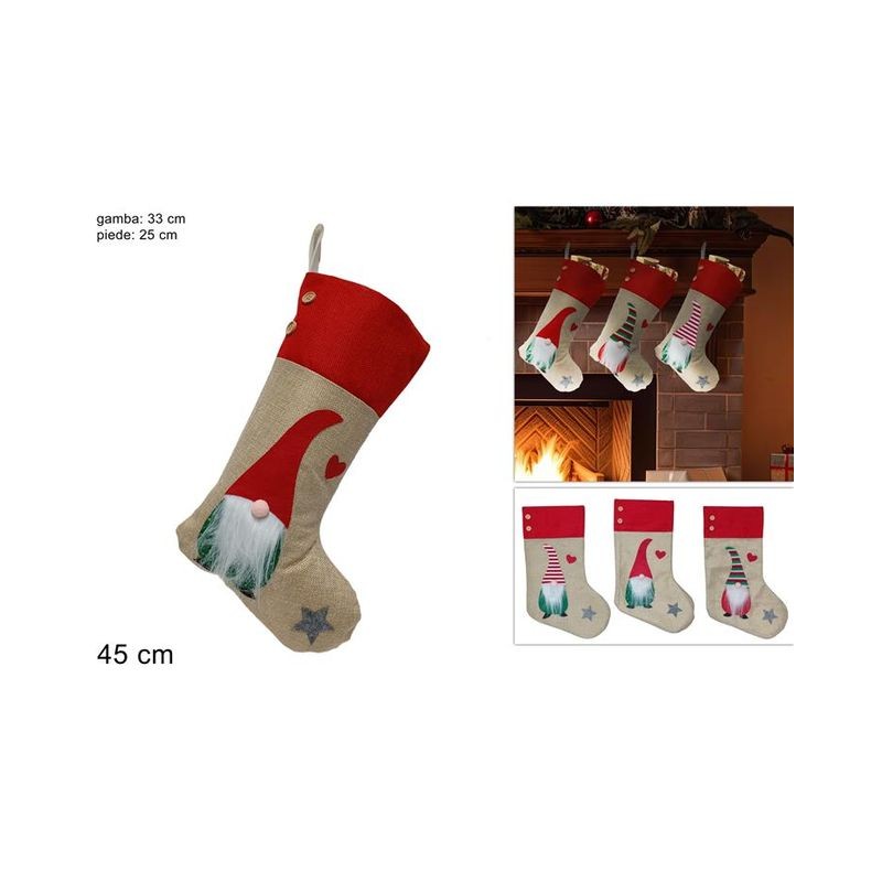 CALZA GNOMO 3ASS EAN 8053482178325 INGROSSO OGGETTISTICA NATALIZIA