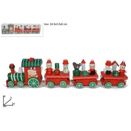 TRENO LEGNO NATALIZIO 4PZ 24CM EAN 8033113616136 INGROSSO OGGETTISTICA NATALIZIA