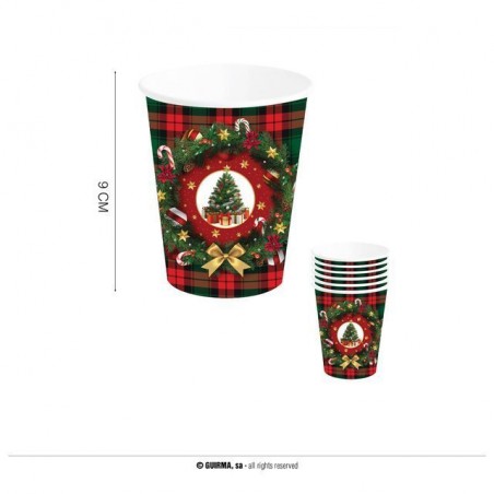 BICCHIERI CARTA 240ML PZ.6 ALBERO DI NAT ARTICOLI DI NATALE EAN 8412672414399 INGROSSO BICCHIERI NATALIZI