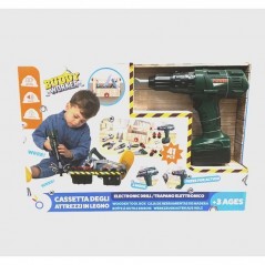 CASSETTA DEGLI ATTREZZI IN LEGNO GIOCATTOLI EAN 8056894904568 INGROSSO ATTREZZI DA LAVORO GIOCATTOLO