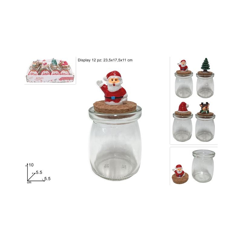 BARATTOLO VETRO C/TAPPO SUGHERO NAT. 4AS EAN 8053482247908 INGROSSO BARATTOLI NATALIZI