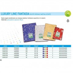 BUSTA FAV METAL STAMPATE 25X40 CF100 ASS ARTICOLI DI NATALE EAN 8010151014308 INGROSSO BUSTE E CARTA REGALO NATALIZIA