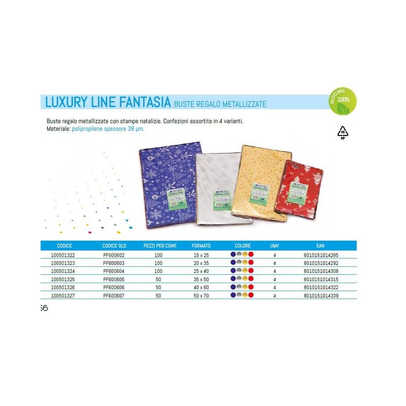 BUSTA FAV METAL STAMPATE 35X50 CF50 ASS EAN 8010151014315 INGROSSO BUSTE E CARTA REGALO NATALIZIA