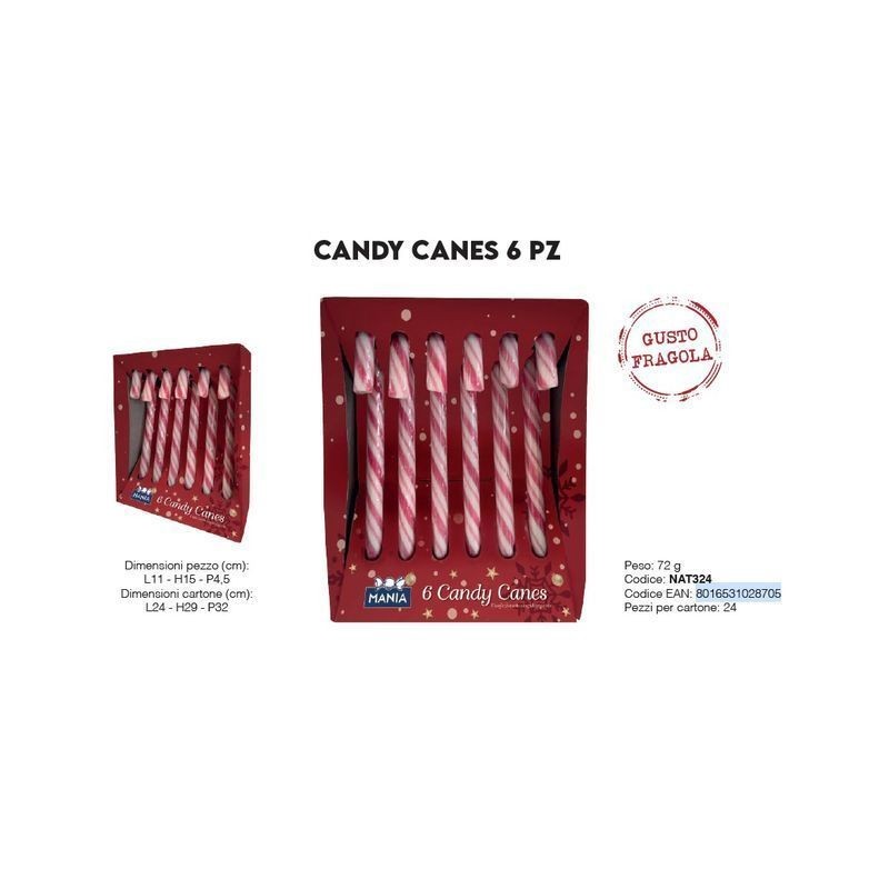 CANDY CANES 6PZ 72G EAN 8016531028705 INGROSSO CARAMELLE