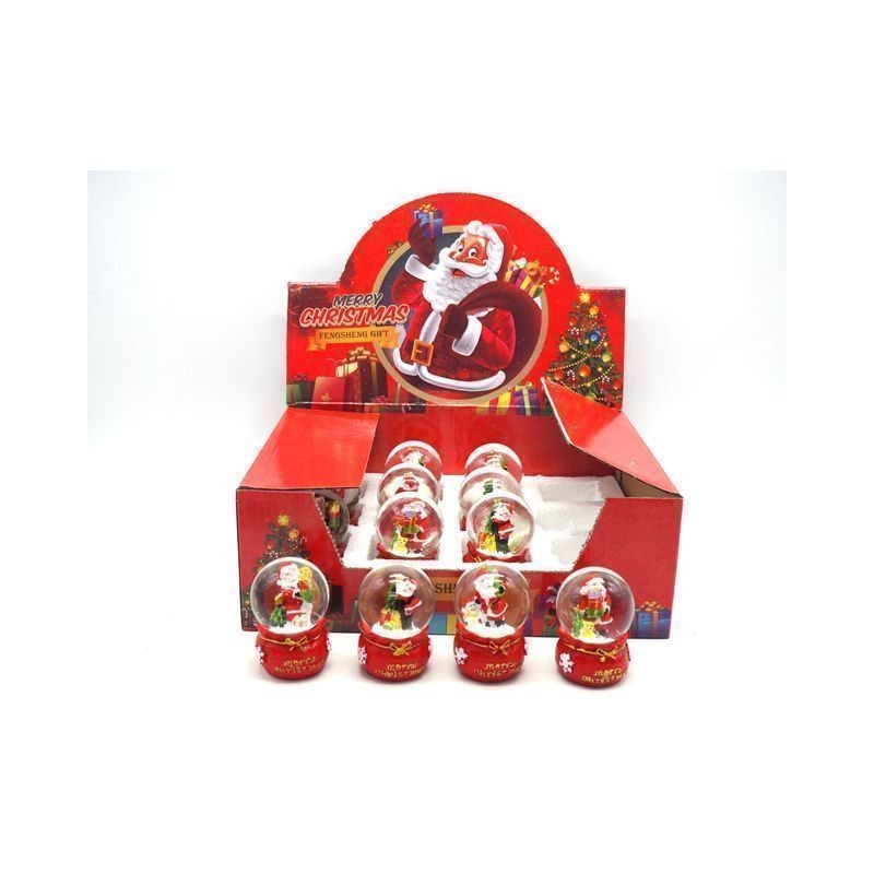 PALLA VETRO C/BABBO NAT C/ACQUA+NEVE H.6 EAN 8021029740311 INGROSSO OGGETTISTICA NATALIZIA