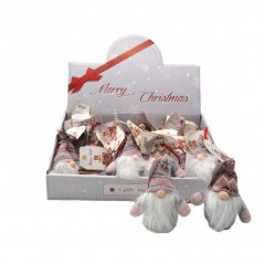GNOMO DA APP. H.12CM GRIGIO E ROSA ARTICOLI DI NATALE EAN 8021029245076 INGROSSO PUPAZZI E GNOMI NATALIZI