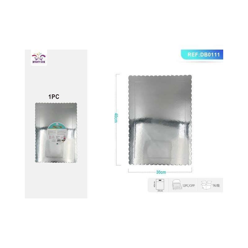 SOTTOTORTA ARGENTATO 30X40 EAN 8058617571118 INGROSSO VASSOI E DISCHI