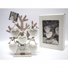 ALBERO LEGNO SBIANCATO C/5 CUORI P/FOTO  EAN 8021029858016 INGROSSO SAN VALENTINO