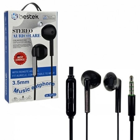 AURICOLARE STEREO CON FILO BK 76742 EAN 8388765767423 INGROSSO ACCESSORI DI INFORMATICA