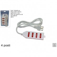 PRESA QUATTRO USCITE BLISTER SP008A-4 CASALINGHI EAN 8027501496165 INGROSSO SPINE E CIABATTE