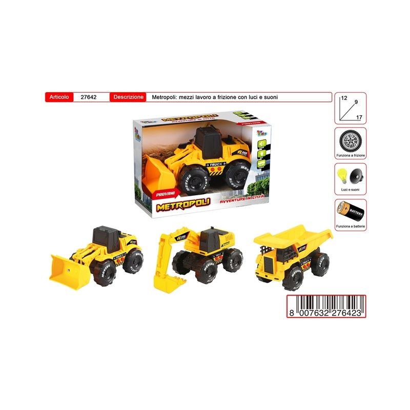METROPOLI MEZZI CANTIERE EAN 8007632276423 INGROSSO MODELLINI AUTO LUCI E SUONI