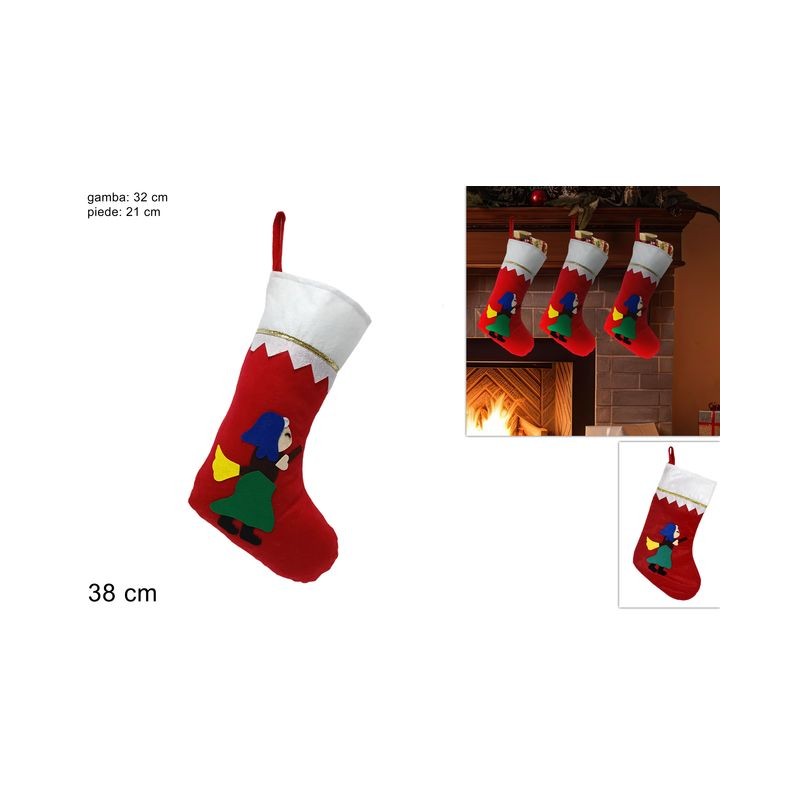 CALZA BEFANA TESSUTO 40X23CM EAN 8027501213762 INGROSSO BEFANA