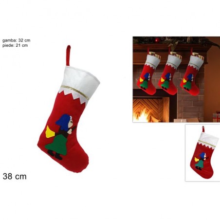 CALZA BEFANA TESSUTO 40X23CM EAN 8027501213762 INGROSSO BEFANA