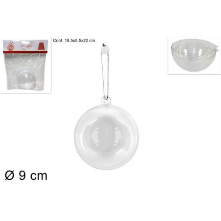INGROSSO ARTICOLI NATALIZI SFERA PLASTICA TRASPARENTE 9CM 8033113090950 INGROSSO DECORAZIONI NATALIZIE