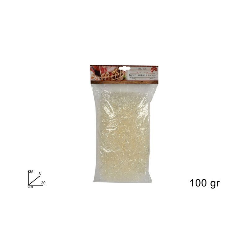 BUSTA TRUCIOLO PAGLIA TRASP 100GR EAN 8033113609411 INGROSSO ARTICOLI DECORAZIONI NATALIZIE