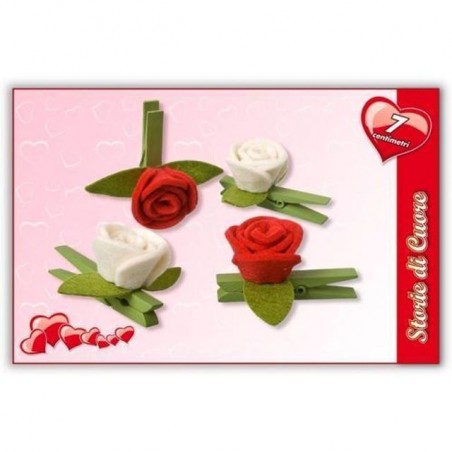 INGROSSO FESTA E PARTY SET 4 MOLLETTE C/ROSA 8032732077854 INGROSSO REGALI PER SAN VALENTINO