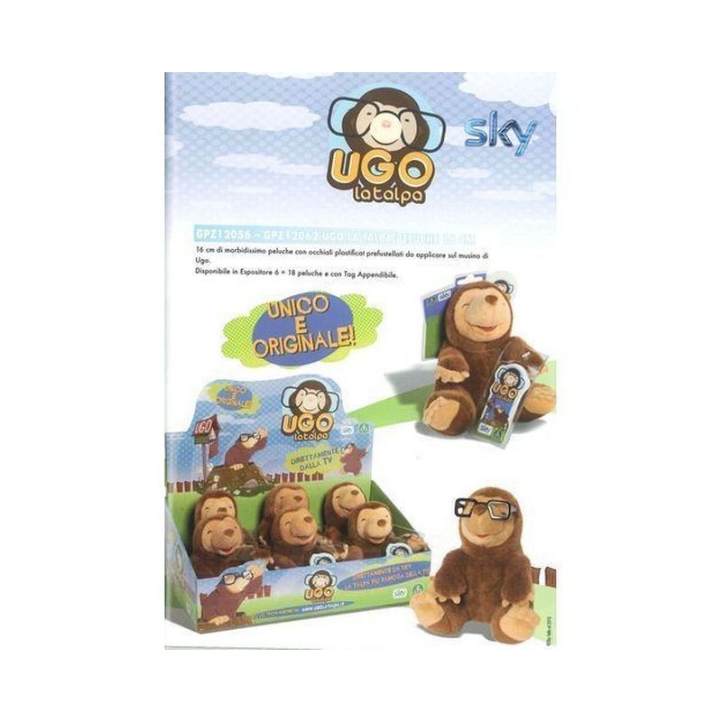 UGO LA TALPA PELUCHE cm.18 C/OCCH. EAN 8001444120622 INGROSSO GIOCATTOLI