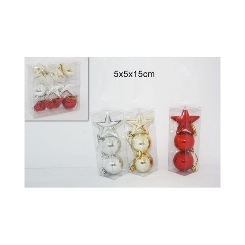 PALLINE NATALIZIE C/STELLA ASS EAN 8033113160608 INGROSSO PALLINE DI NATALE E PUNTALI
